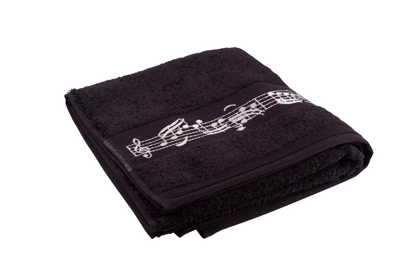 frottana Handtücher, Baumwolle (1-St), schwarzes Handtuch mit Notenbordüre und Violinschlüssel von frottana