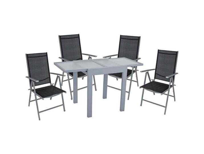 Harms Import Stuhl, Garten Sitz Tisch Gruppe Lola ALU Glas 4-Sitzer 5-teilig grau Veranda von OTTO