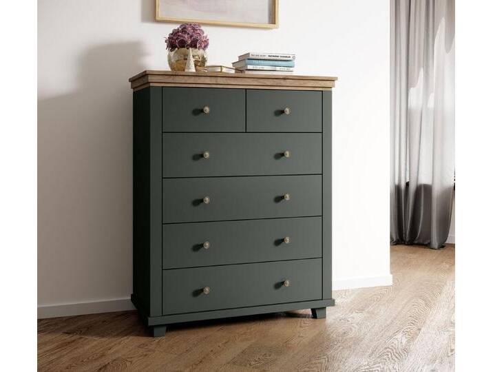 Helvetia Schubkastenkommode Elda (6 Schubladen mit Vollauszug, 1 St., moderner Landhausstil, Holzoptik, Knaufgriffe), 90x42x112 von OTTO