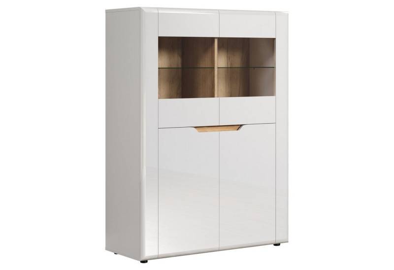 Highboard MARLON, B 96 cm, H 132 cm, Weiß Hochglanz, Evoke Eiche Dekor von OTTO