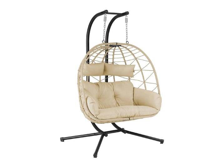HinHocker Hängesessel Hängesessel für 2 Personen mit Gestell, Creme, XXL Hängeschaukel Indoo, Faltbarer Korb von OTTO