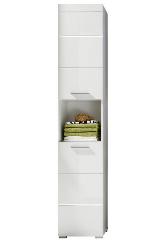 Hochschrank AMANDA, H 190 cm, Weiß Hochglanz, mit 2 Türen und 1 offenen Ablagefläche von OTTO