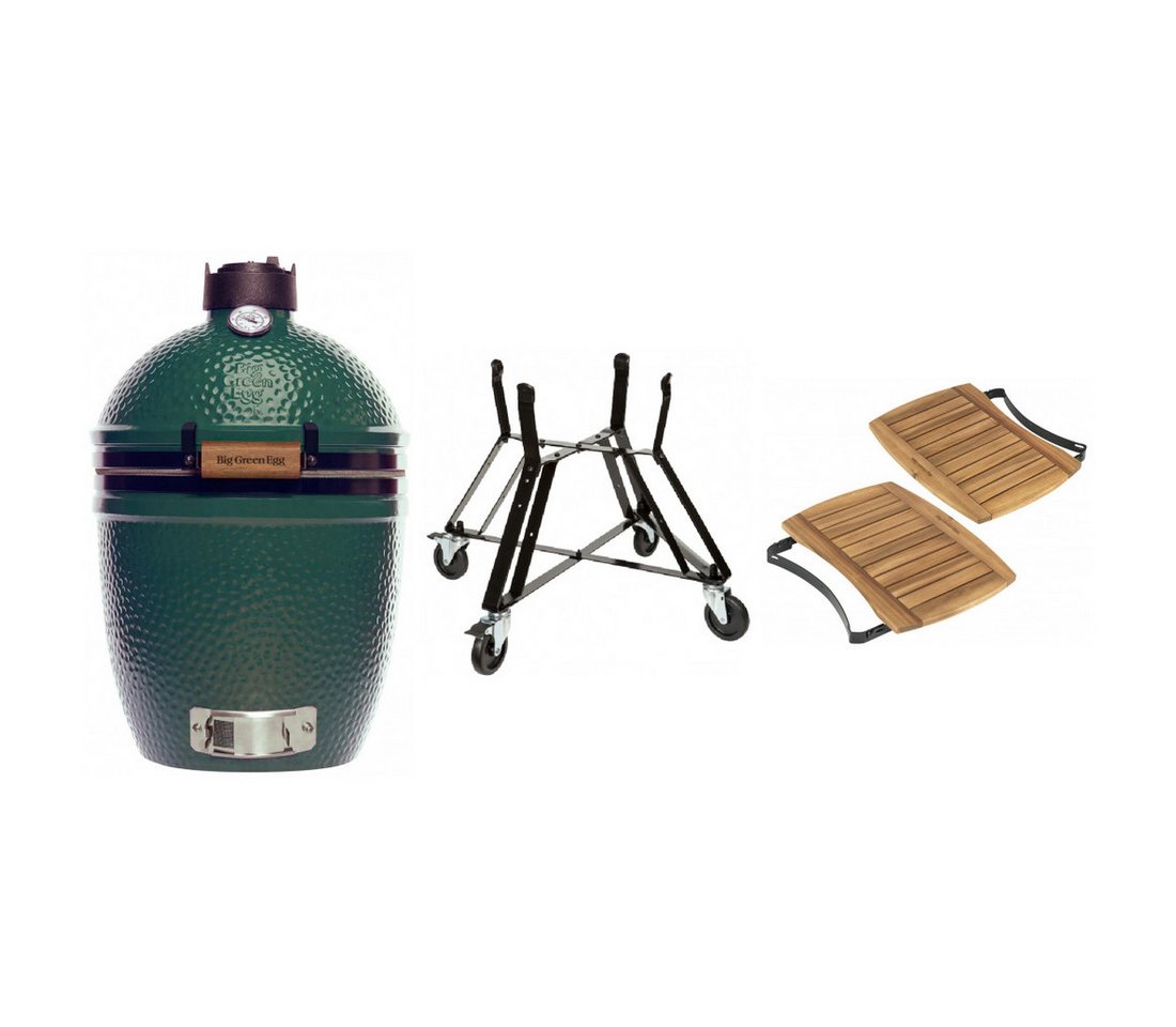 Holzkohlegrill Big Green Egg Small inkl. Nest auf Rollen, Außentisch von OTTO