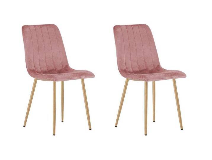 Home Collective Esszimmerstuhl 1er, 2er, 4er Set Polsterstuhl Stuhl Wohnzimmerstuhl (Stuhl Bequemes und strapazierfähiges Design, 90 cm Höhe, 120 kg Belastbarkeit, 2 St), mit rosa Samtsitz und holzfarbenen Beinen 2er Set, rosa von OTTO