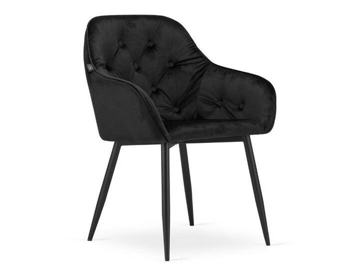 Home Collective Esszimmerstuhl Schreibtischstuhl mit Rückenlehne und Armlehne, gepolsterter Stuhl (mit Metallbeinen, Lounge Büro 120 kg Sitzlast, 55,5 x 61 x 81 cm), schwarzer Samt und schwarze Beine 2er Set, schwarz von OTTO