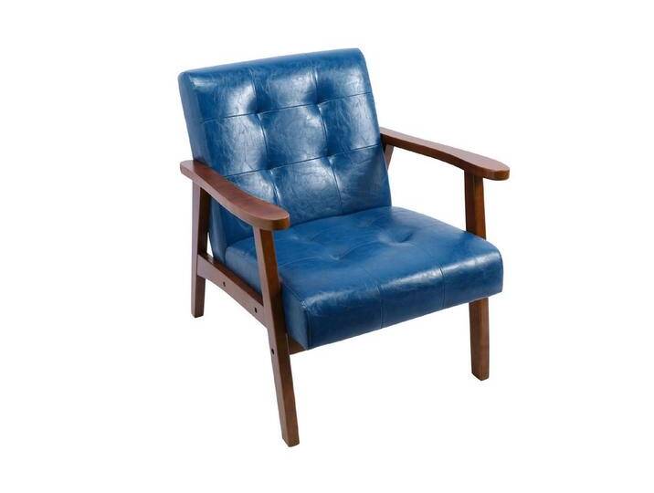 HomeMiYN Loungesessel Retro Holzsessel Loungesessel Polsterstuhl Wohnzimmer mit Armlehnen, blau von OTTO