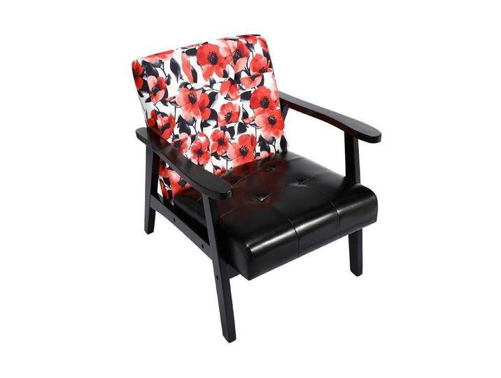 HomeMiYN Loungesessel Retro Holzsessel Loungesessel Polsterstuhl Wohnzimmer mit Armlehnen, rot, W-rot von OTTO
