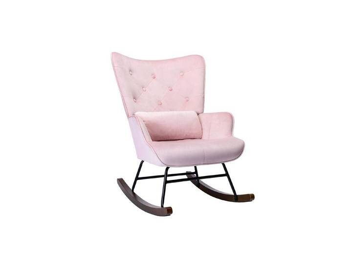 HomeMiYN Schaukelstuhl Schaukelstuhl Wohnzimmer Samt mit Metallgestell Holzsockel stillsessel, Aus holz, rosa, pink von OTTO