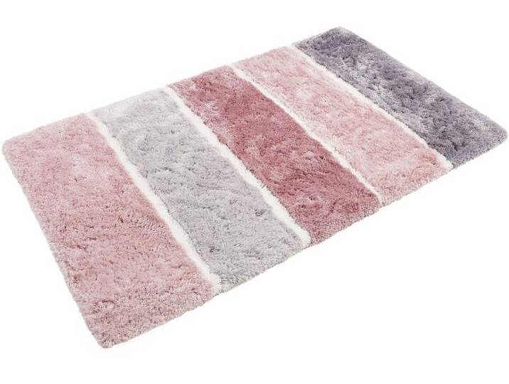 Homie Living Badematte Rio Marina, Höhe 30 mm, rutschhemmend beschichtet, fußbodenheizungsgeeignet, schnell trocknend, Polyester, rechteckig, flauschiger Badteppich, modern gestreift, waschbar, Badezimmerteppich von OTTO