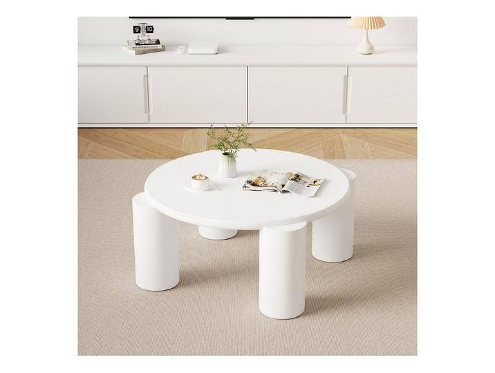 IDEASY Couchtisch Weißer Couchtisch modern mit 4 Beinen & runder Kante, weiß von OTTO