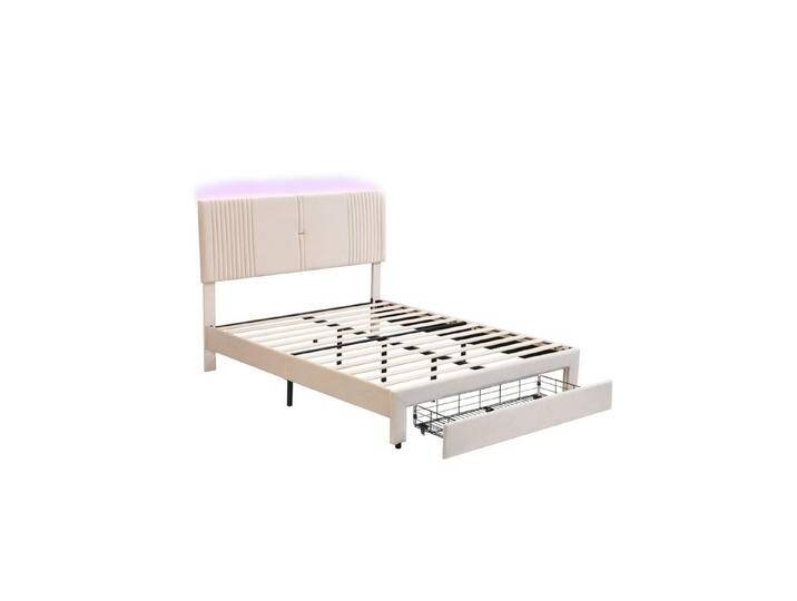 IDEASY Einzelbett Polsterbett, Einzel-/Doppelbett, USB-Anschluss, Flanell, (Polsterung aus hochdichtem Schaumstoff), Schublade unter dem Bett, 140 cm x 200 cm und 160 cm x 200 cm von OTTO