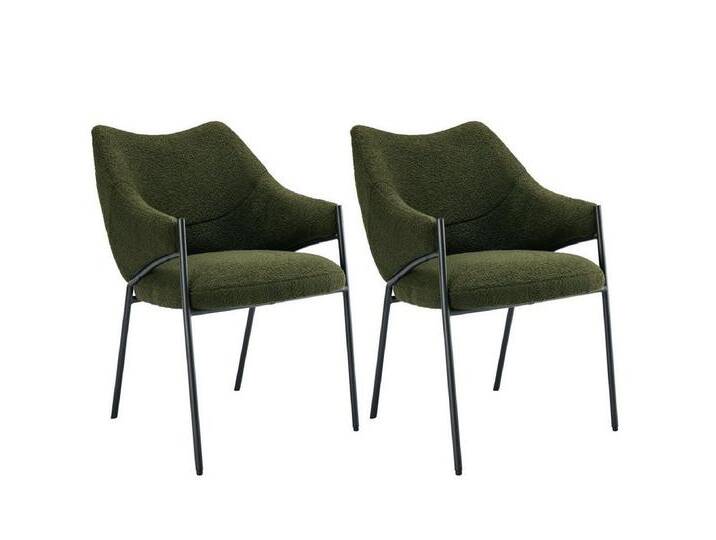 IDEASY Esszimmerstuhl 1/2/4/6St, Plüschsessel, Wohnzimmer-Freizeitstuhl, Tragfähigkeit 150kg (2 St), Extra dickes Sitzkissen aus Lammwolle, Metallbeine, grün von OTTO