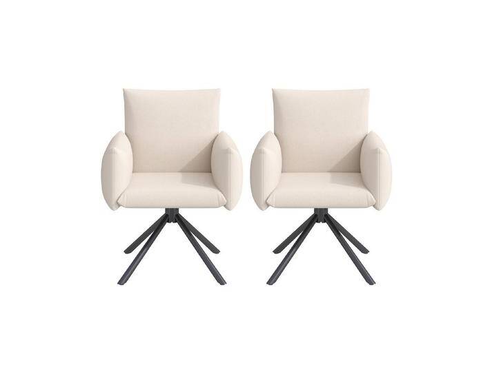 IDEASY Esszimmerstuhl 2er-Set Esszimmerstühle mit Lordosenstütze, Drehstuhl grau Samt, 360° drehbar, 4 Metallbeine, gepolsterter Sessel, beige von OTTO