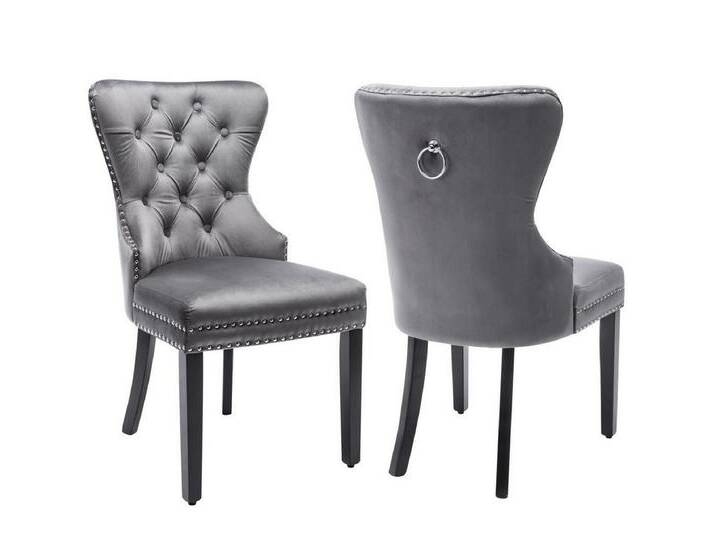 IDEASY Esszimmerstuhl Samt Esszimmerstuhl Set (2/4/6 Stück) Stühle Esszimmer, Polsterstühle (2 St), Holzfüße, Nagelverkleidungen, verchromter Türring, 150kg Tragfähigkeit von OTTO