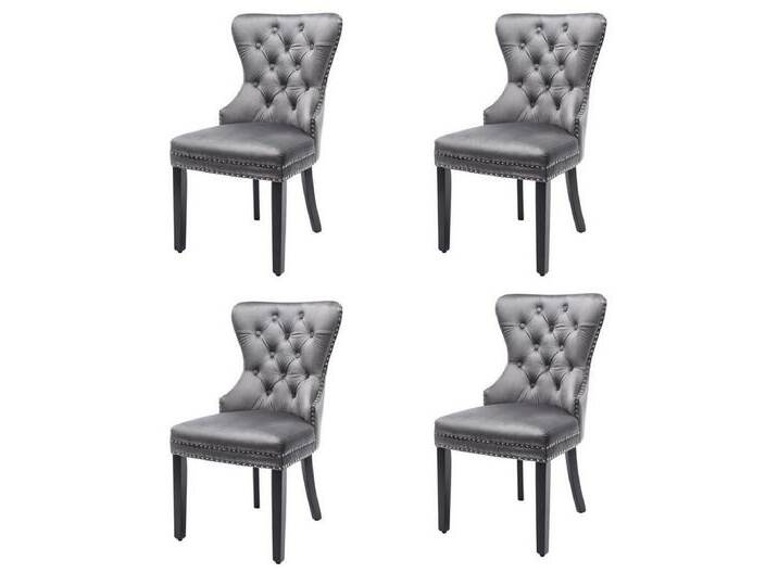 IDEASY Esszimmerstuhl Samt Esszimmerstuhl Set (2/4/6 Stück) Stühle Esszimmer, Polsterstühle (4 St), Holzfüße, Nagelverkleidungen, verchromter Türring, 150kg Tragfähigkeit von OTTO