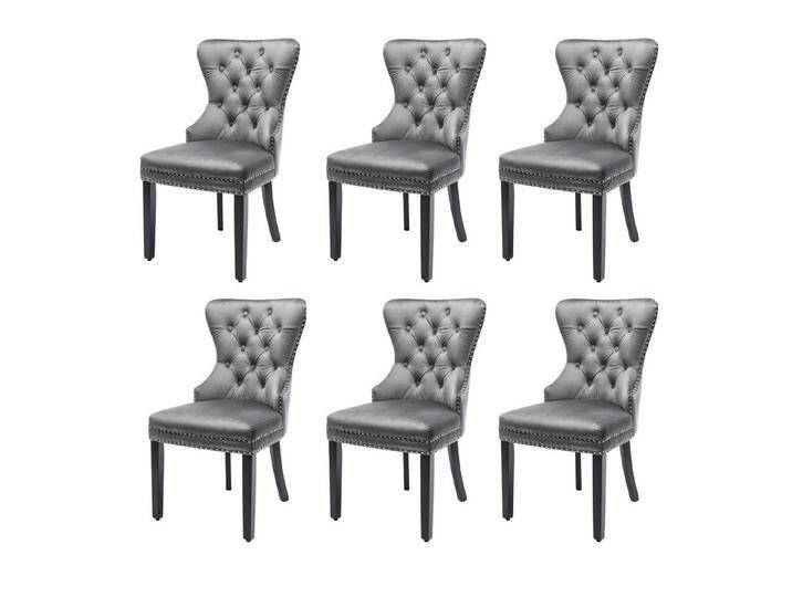 IDEASY Esszimmerstuhl Samt Esszimmerstuhl Set (2/4/6 Stück) Stühle Esszimmer, Polsterstühle (6 St), Holzfüße, Nagelverkleidungen, verchromter Türring, 150kg Tragfähigkeit von OTTO