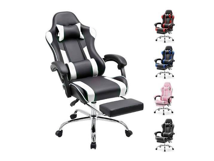 IDEASY Gaming-Stuhl Bürostuhl Computer Gaming Sessel Ergonomischer Gamer Stuhl (Ein Stuhl), Rückenlehne Sitzhöhe Verstellbar mit Fußstütze Kopfstütze Lendenkissen von OTTO