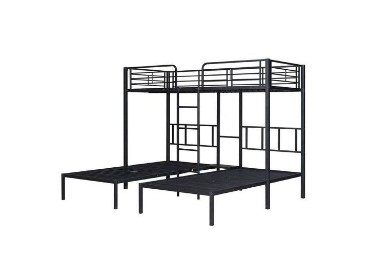 IDEASY Jugendbett Kinderbett Dreifaches,mit Leiter für Kinder und Jugendliche (Die Unterseite des Bettes befindet sich 28,5 cm über dem Boden), Eisenbett mit Fallschutzgitter und Tisch,Schwarz 90x200cm*3 von OTTO