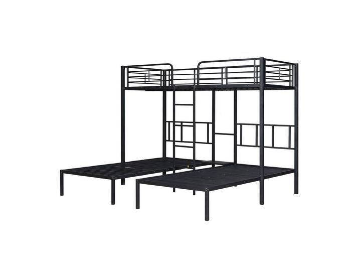 IDEASY Jugendbett Kinderbett Dreifaches,mit Leiter für Kinder und Jugendliche (Die Unterseite des Bettes befindet sich 28,5 cm über dem Boden), Eisenbett mit Fallschutzgitter und Tisch,Schwarz 90x200cm*3 von OTTO