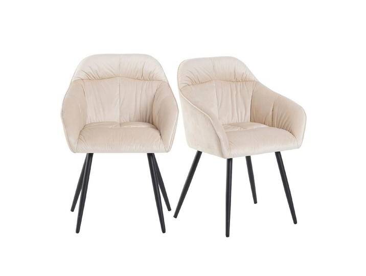 IDEASY Polsterstuhl 2/4/6 St, Esszimmerstuhl, Tragfähigkeit 150kg, Küchenstuhl (2 St), Hohe Rückenlehne, extra dickes Sitzkissen aus Samt, Metallbeine, beige von OTTO