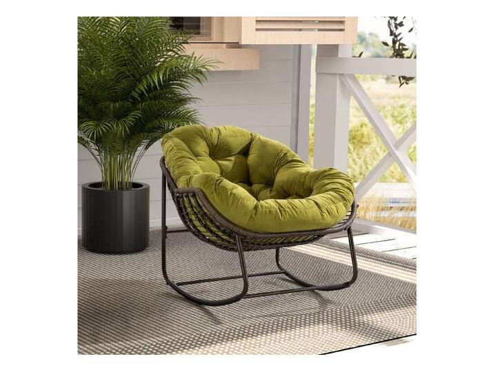 IDEASY Schaukelstuhl Outdoor Rattan Schaukelstuhl Relaxsessel mit Polsterkissen, wetterfest, Synthetische Rattan handgeflochten, Stahlrahmen, ergonomische Sitzform von OTTO