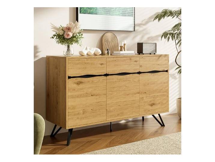IDEASY Sideboard 3-tür Sideboard Holzoptik Metallfüße mit Stauraum, braun von OTTO