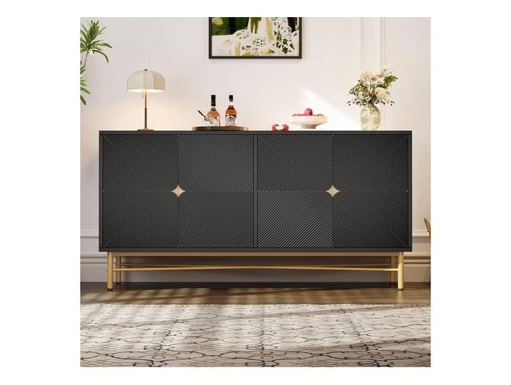 IDEASY Sideboard Sideboard 4-türig weiß goldene Griffe Hochglanz, schwarz, Schwarz IDEASY Sideboard Sideboard 4-türig weiß goldene Griffe Hochglanz, schwarz, Schwarz von OTTO