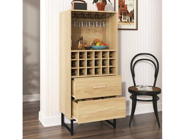 IDEASY Sideboard Weinschrank mit 2 Schubladen,18 Fächern, Gläserhalterung, Mattschwarz (Praktische Unterteilung für Flaschen & Zubehör) von OTTO