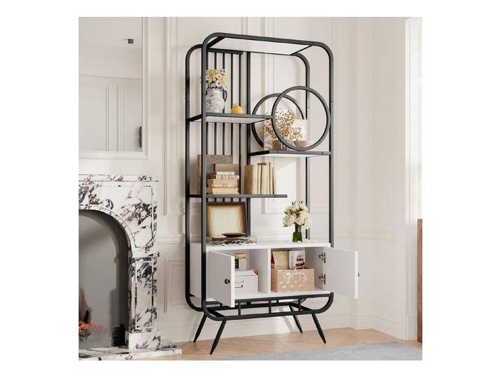 IDEASY Standvitrine Metallschrank weiß/schwarz Doppeltür 3 Regale H180, schwarz von OTTO