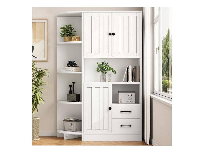 IDEASY Standvitrine Weißer Eckkleiderschrank Highboard mit 14 Fächern, weiß von OTTO