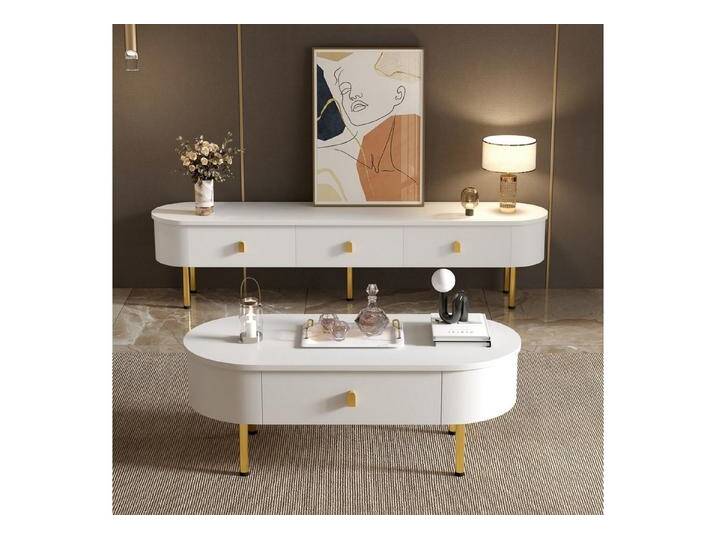 IDEASY Wohnzimmer-Set TV-Schrank mit Couchtisch, Schubladen & runde Ecken, weiß von OTTO