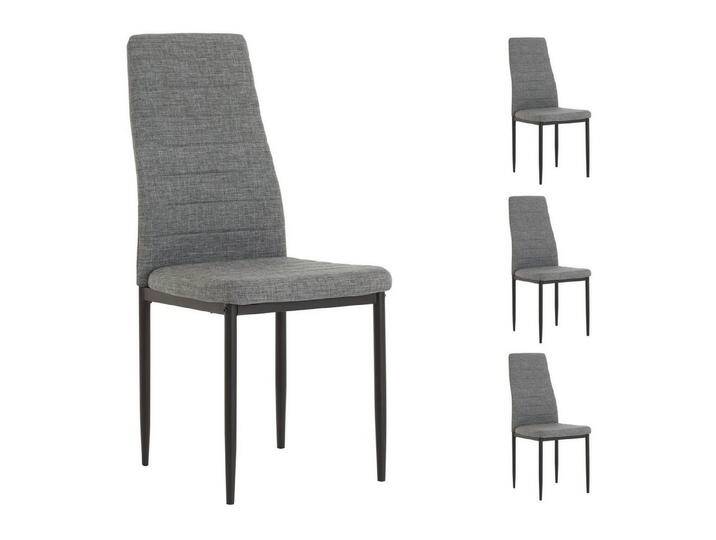 IDIMEX Esszimmerstuhl NATHALIE (4 St), Esszimmerstuhl 4er Set Stoffbezug Küchenstuhl grau Polsterstuhl Essstu, grau schwarz von OTTO
