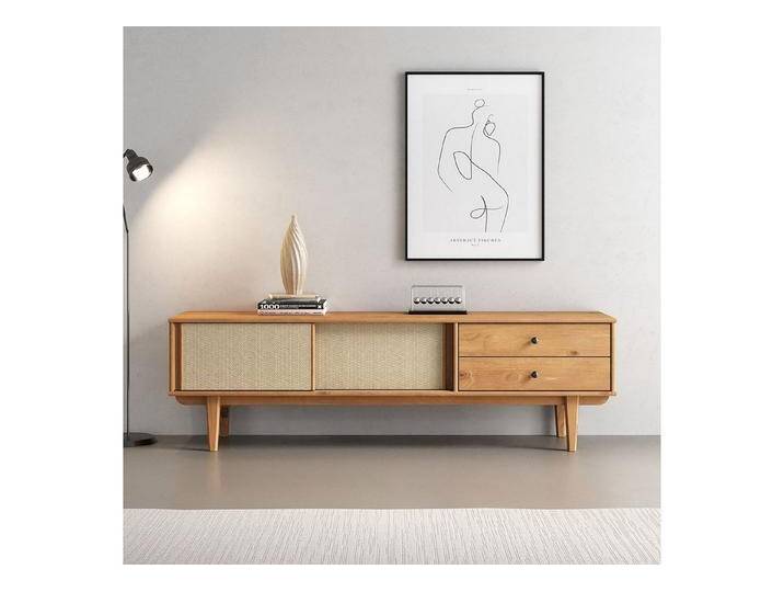 IDIMEX Lowboard SIMONA, TV Board für 75 mit Rattan Geflecht aus Massivholz Mid Century Stil E, braun, Eiche IDIMEX Lowboard SIMONA, TV Board für 75 mit Rattan Geflecht aus Massivholz Mid Century Stil E, braun, Eiche von OTTO
