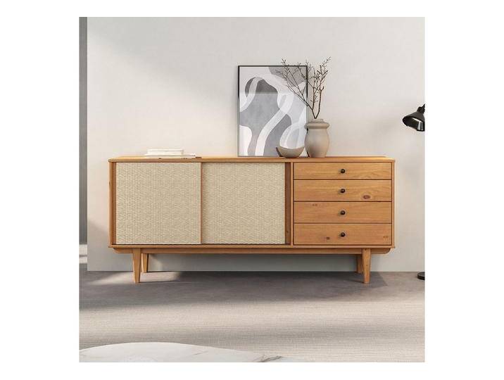 IDIMEX Sideboard SIMONA, Anrichte Kommode Rattan Geflecht Schiebetüren 4 Schubladen Massivholz, braun, Eiche IDIMEX Sideboard SIMONA, Anrichte Kommode Rattan Geflecht Schiebetüren 4 Schubladen Massivholz, braun, Eiche von OTTO