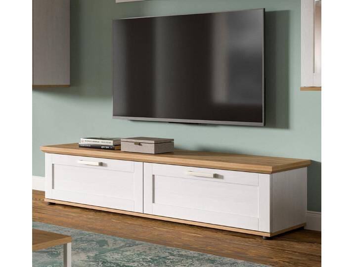 Inn.Furn Lowboard Mirano (TV Unterschrank in weiß Lärche Landhaus und Eiche Artisan, 164 x 40 cm), mit Stauraum, weiß von OTTO