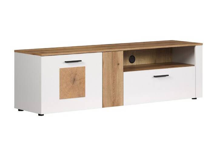 Inn.Furn Lowboard Vianna (Flat-TV Unterschrank in matt weiß mit Eiche, 170 x 50 cm), mit Hirnholz, weiß, Mit Beleuchtung von OTTO