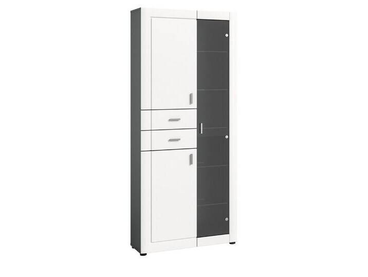 Inn.Furn Standvitrine Lejan (in weiß matt und grau, 80 x 194 cm) viel Stauraum, weiß, Ohne Beleuchtung von OTTO