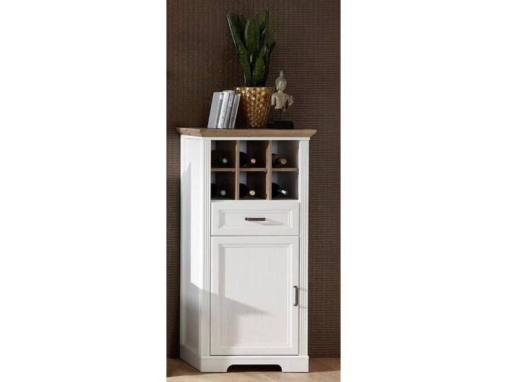 Innostyle Stauraumschrank Jasmin mit Weinregal, weiß, Holzwerkstoff piniefarben-weiß (Korpus)/MDF piniefarben-weiß (Front)/MDF eichefarben (Absetzung) von OTTO