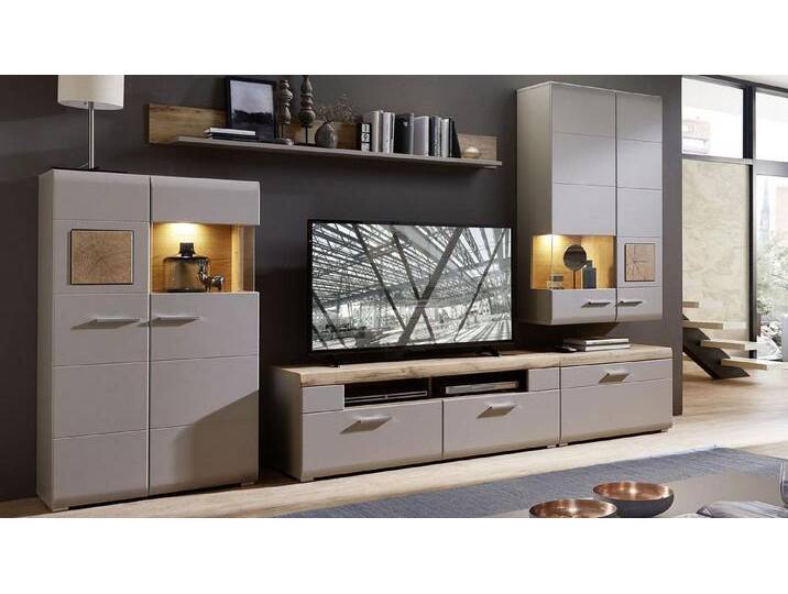 Innostyle Wohnwand Wohnwand 1 Fun Plus II basalt Eiche Altholz Glas, grau von OTTO