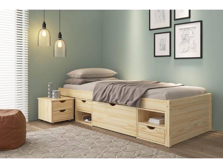 Inter Link Funktionsbett Claas 90x200, aus Massivholz, mit Rollrost und Nachtkommode, versch. Farben u Größen, beige von OTTO