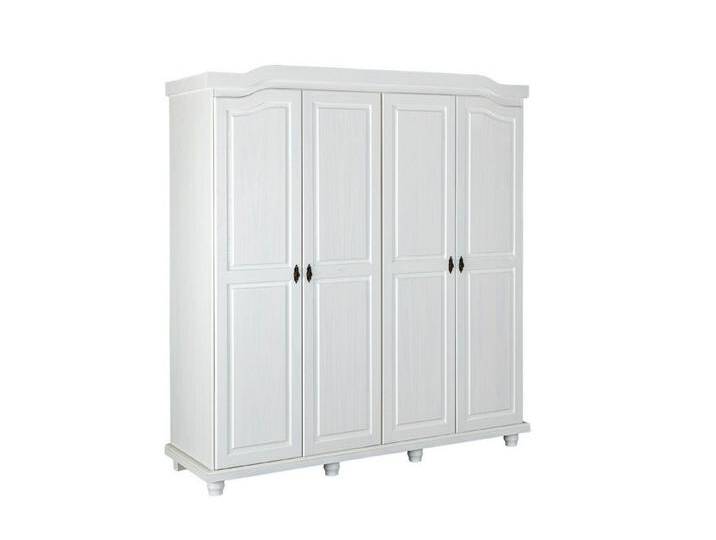 Inter Link Kleiderschrank aus Massivholz in weiß mit 4 Türen und 2 Einlegeböden (B/H/T 197 x 198 x 60 cm), weiß von OTTO