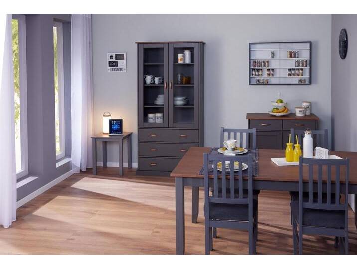 Inter Link Vitrine Luzerna 2T/3S Geschirrregal aus Massivholz, grau Inter Link Vitrine Luzerna 2T/3S Geschirrregal aus Massivholz, grau von OTTO