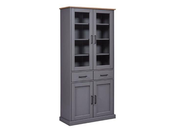 Inter Link Vitrine Oak Colori Vitrine Küchenvitrine mit 2 Schubladen 4 Türen aus Massivholz, Landhaus modern, grau von OTTO