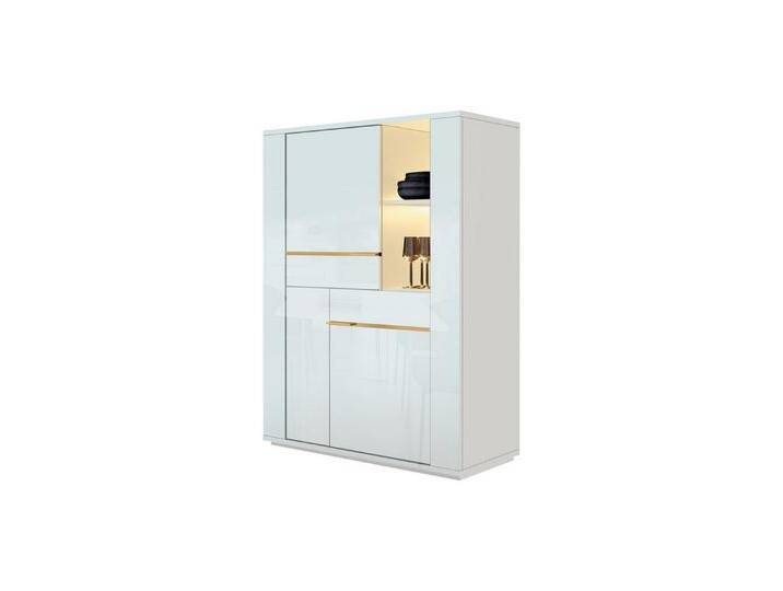 Interdesign24 Standvitrine Pegaso (2-Türig mit offenen Fächern, in Hochglanz Weiß) Made in Italy von OTTO