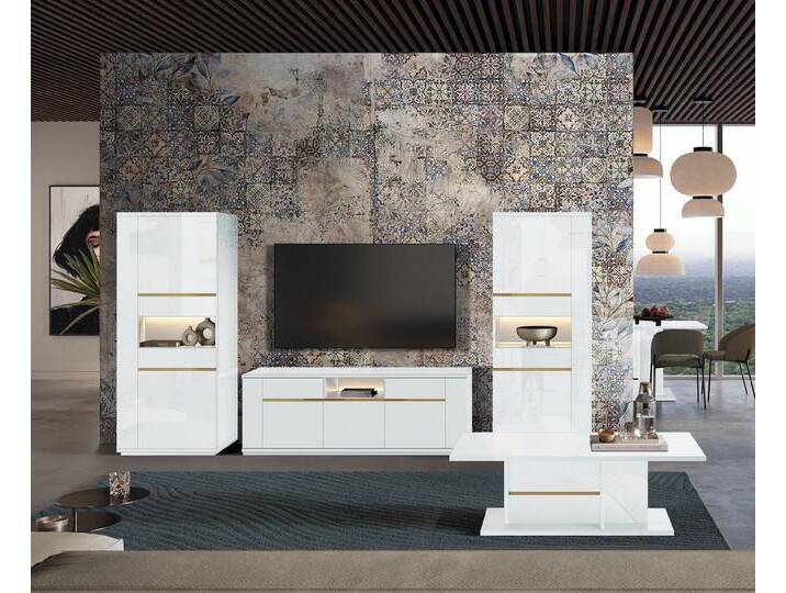 Interdesign24 Wohnwand Pegaso, (4-Teilig, in Hochglanz Weiß), Made in Italy, 165 cm von OTTO