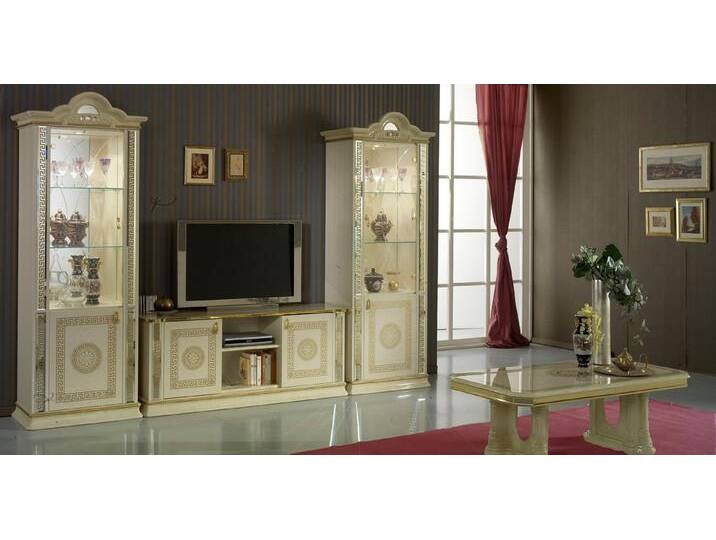 Interdesign24 Wohnwand Venus, (3-Teilig, im Barock-Stil, mit Goldverzierungen), in Beige/Gold Hochglanz von OTTO