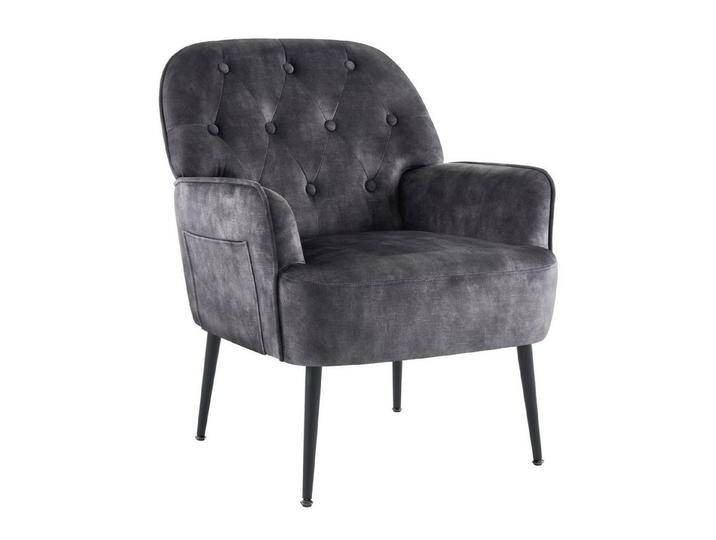Intimate WM Heart Sessel Einzelsessel, Retro Fernsehsessel mit Metallbeinen, Samt Loungesessel mit Armlehne für Schlafzimmer Wohnzimmer, grau, Grau von OTTO