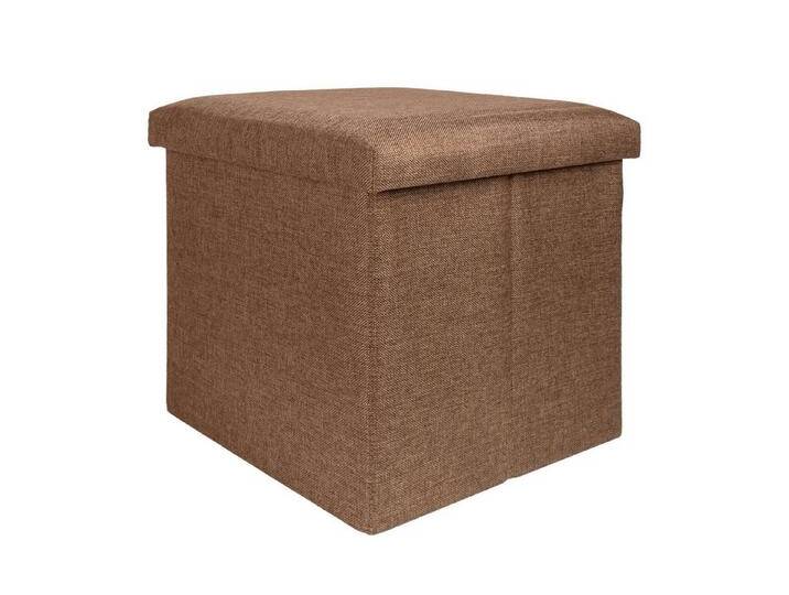 Intirilife Sitzhocker (Sitzwürfel mit Stauraum 38x38x38 cm in BERNSTEIN BRAUN - Fußablage), Faltbarer Sitzhocker - aus Stoff in Leinen Optik - Aufbewahrungsbox, braun von OTTO