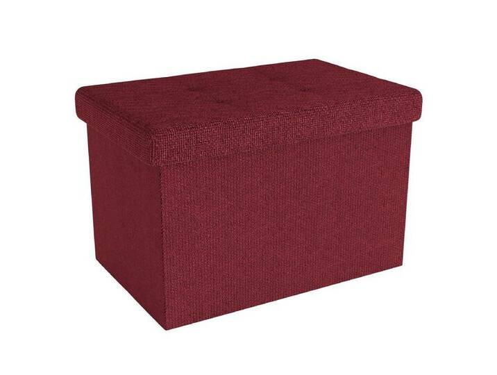 Intirilife Sitzhocker (Sitzwürfel mit Stauraum 49x30x30 cm in GRANAT ROT - Fußablage, 1 St), Faltbare Sitzbank - aus Stoff mit Mulden - Aufbewahrungsbox Truhe von OTTO