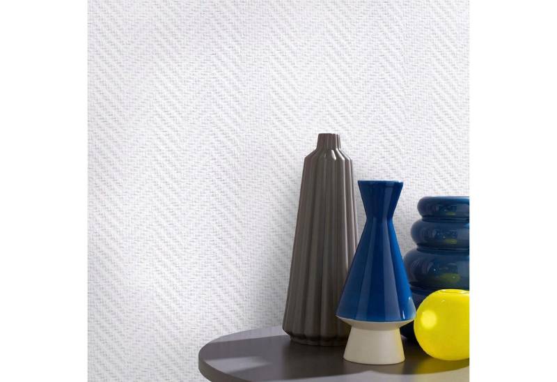 Isoliertapete Fresco Vorgestrichen Glasfaservliestapete Fischgrät Weiss 25mx1m, uni, (1 St), Fresco Vorgestrichen Glasfasertapete Fischgrät Weiss 25mx1m (165g/m2) von OTTO